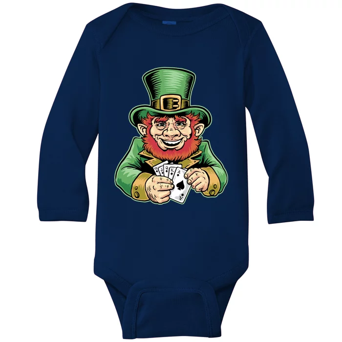 Straight Flush Poker Leprechaun Baby Long Sleeve Bodysuit