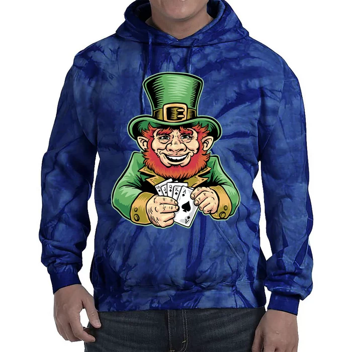 Straight Flush Poker Leprechaun Tie Dye Hoodie