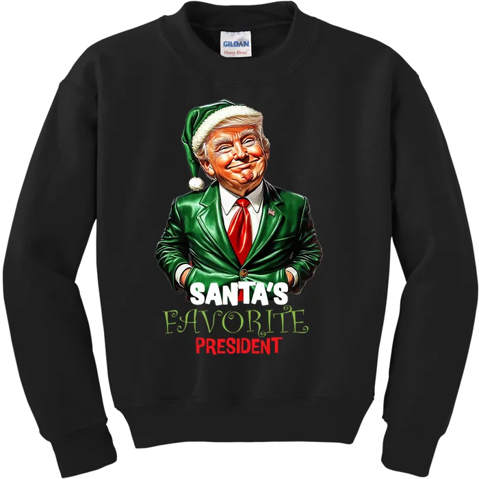 SantaS Favorite President Funny Trump Kids Sweatshirt