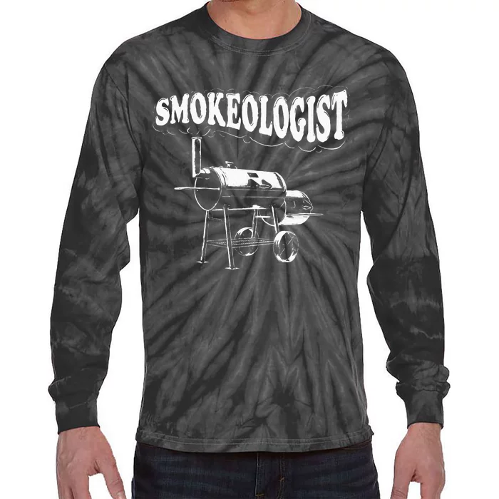 Smokeologist Funny Pitmaster BBQ Smoker Grilling Tie-Dye Long Sleeve Shirt