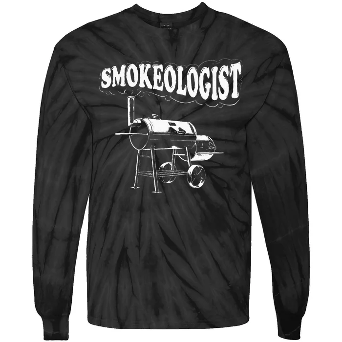 Smokeologist Funny Pitmaster BBQ Smoker Grilling Tie-Dye Long Sleeve Shirt