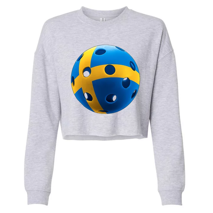 Swedish Flag Pickleball Cropped Pullover Crew