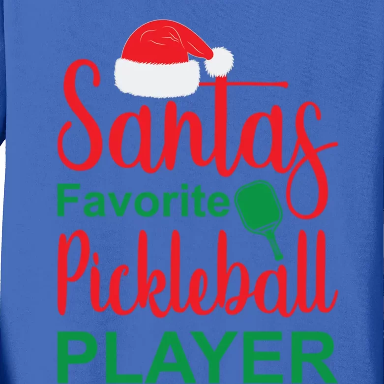 Santa's Favorite Pickleball Player Great Gift Funny Xmas Picklegreat Giftball Gi Kids Long Sleeve Shirt