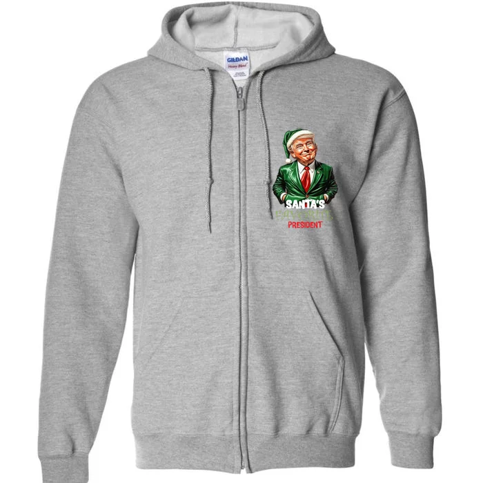 Santas Favorite President Funny Trump Happy Christmas Day Full Zip Hoodie