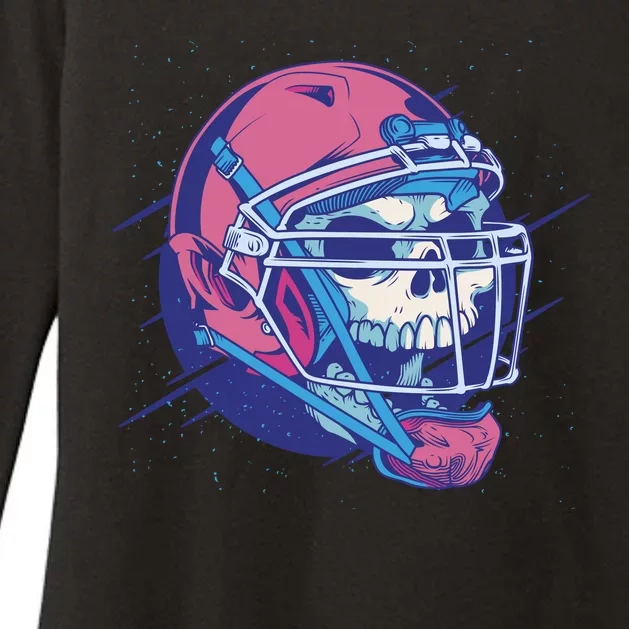 Skull Football Player Womens CVC Long Sleeve Shirt