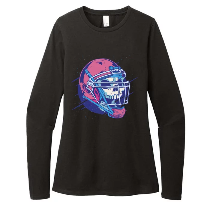 Skull Football Player Womens CVC Long Sleeve Shirt