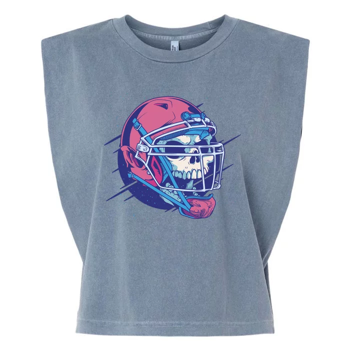 Skull Football Player Garment-Dyed Women's Muscle Tee