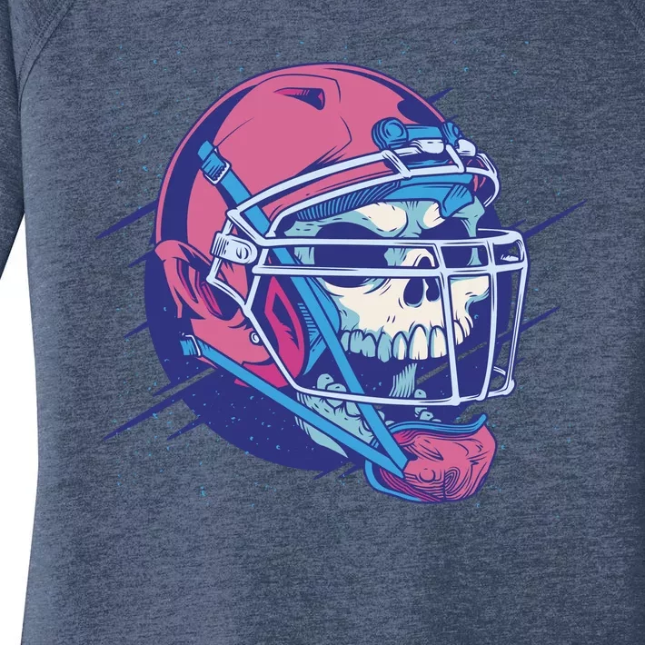 Skull Football Player Women's Perfect Tri Tunic Long Sleeve Shirt