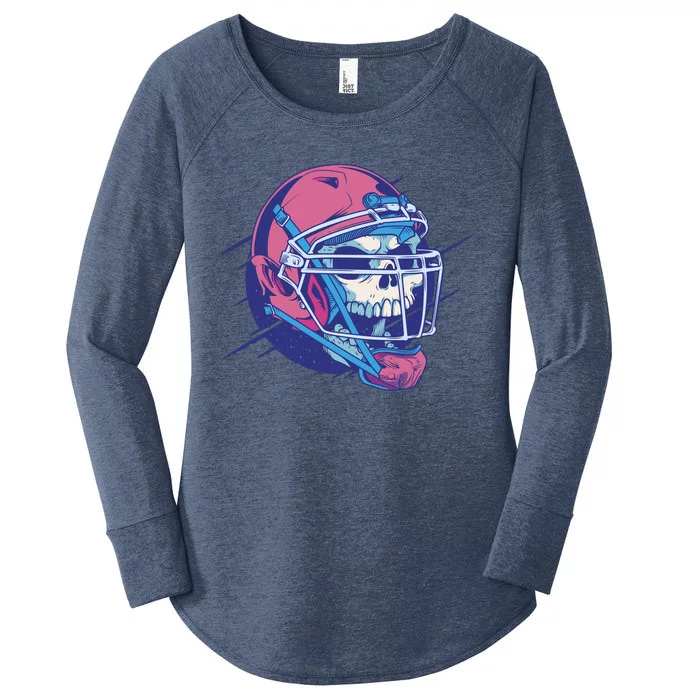 Skull Football Player Women's Perfect Tri Tunic Long Sleeve Shirt