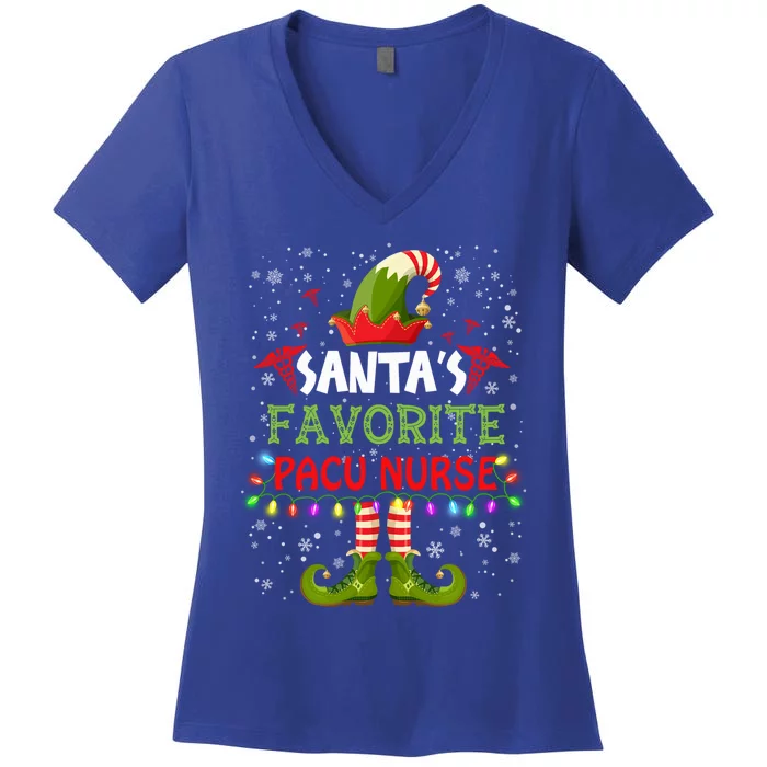 Santas Favorite Pacu Nurse Xmas Light Elf Costume Christmas Great Gift Women's V-Neck T-Shirt