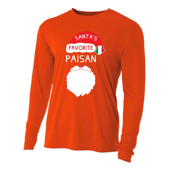 Santa's Favorite Paisan Funny Italian Christmas Gift Cooling Performance Long Sleeve Crew