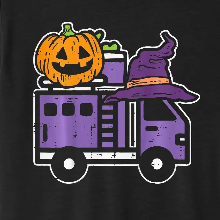 Spooky Firetruck Pumpkin Patch Halloween Firefighter Costume ChromaSoft Performance T-Shirt