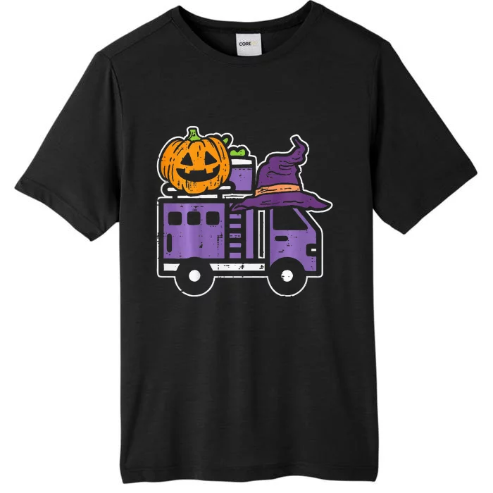 Spooky Firetruck Pumpkin Patch Halloween Firefighter Costume ChromaSoft Performance T-Shirt