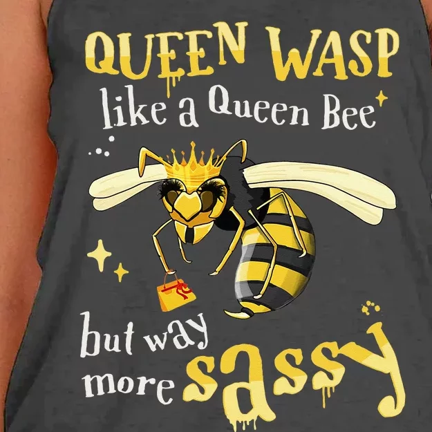 Sassy Fun Queen Wasp Like A Queen Bee But Way More Sassy Women's Knotted Racerback Tank