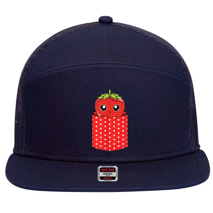 Summer Food Red Berry Fruit Kawaii Pocket Strawberry 7 Panel Mesh Trucker Snapback Hat