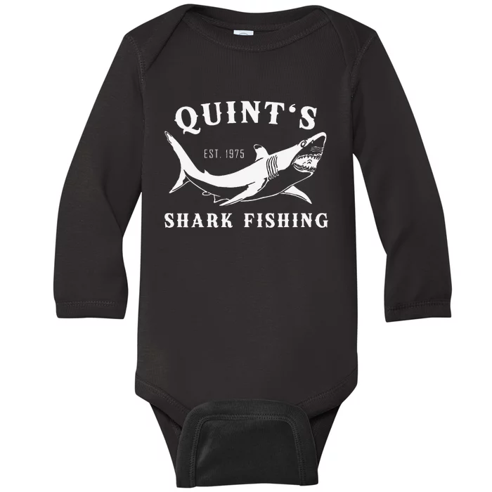 Shark Fishing Retro Vintage QuintS Shark Fishing Est. 1975 Baby Long Sleeve Bodysuit