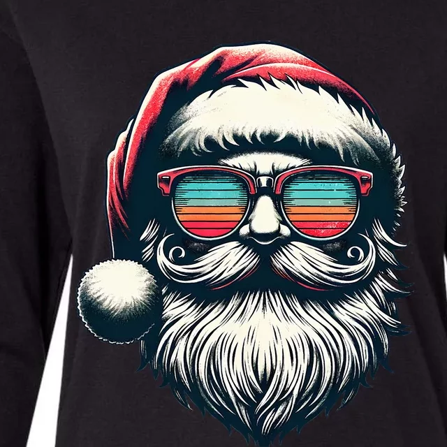 Santa Face Retro Sunglasses Christmas Xmas Womens Cotton Relaxed Long Sleeve T-Shirt