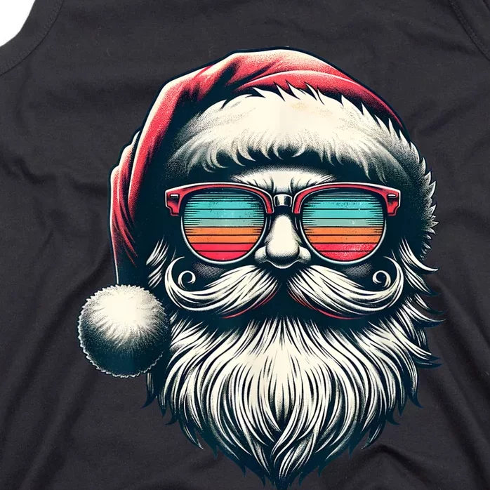 Santa Face Retro Sunglasses Christmas Xmas Women Kids Tank Top