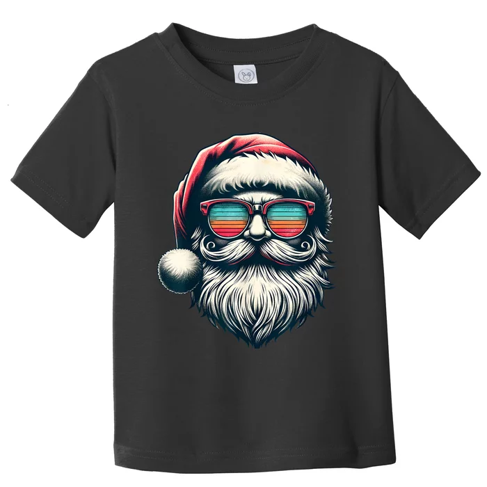 Santa Face Retro Sunglasses Christmas Xmas Women Kids Toddler T-Shirt