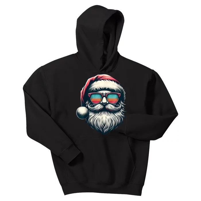 Santa Face Retro Sunglasses Christmas Xmas Women Kids Kids Hoodie