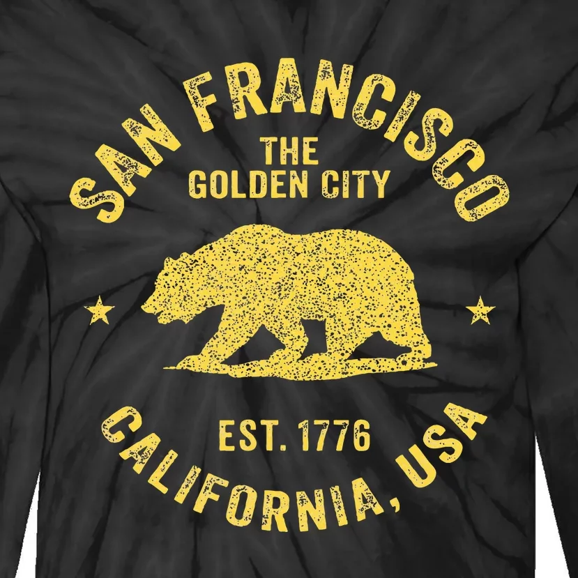 San Francisco Retro California Bear Travel Souvenir Tie-Dye Long Sleeve Shirt