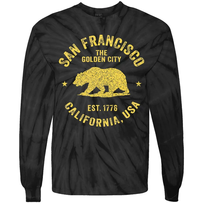 San Francisco Retro California Bear Travel Souvenir Tie-Dye Long Sleeve Shirt