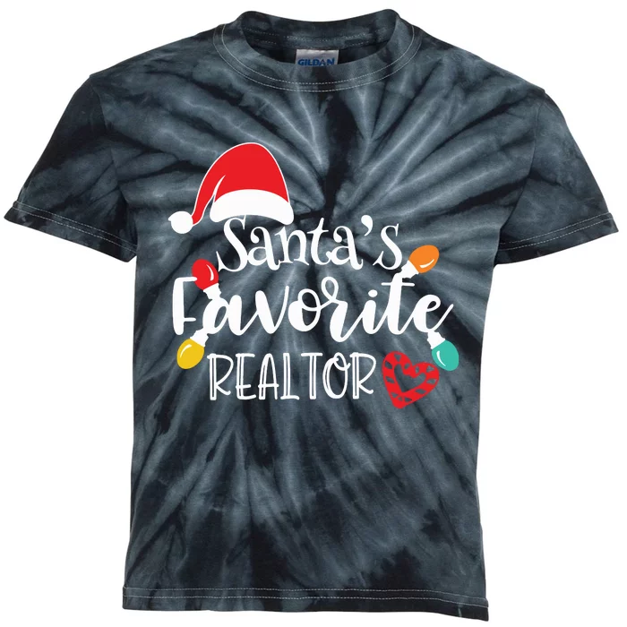 Santas Favorite Realtor Christmas Realtor Kids Tie-Dye T-Shirt