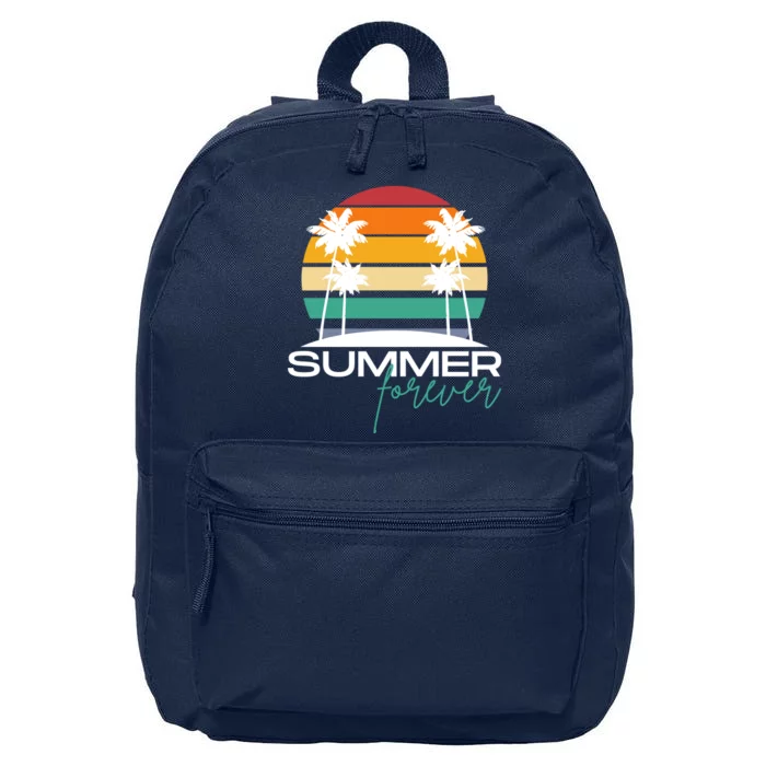 Summer Forever Retro Sunset Tropical 16 in Basic Backpack