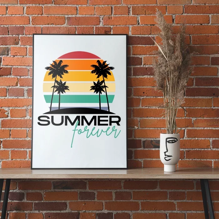 Summer Forever Retro Sunset Tropical Poster