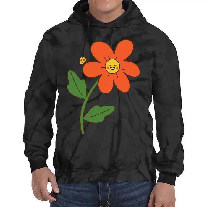 Smiling Flower Retro Vintage 70s Graphic Happy Kawaii Face Tie Dye Hoodie