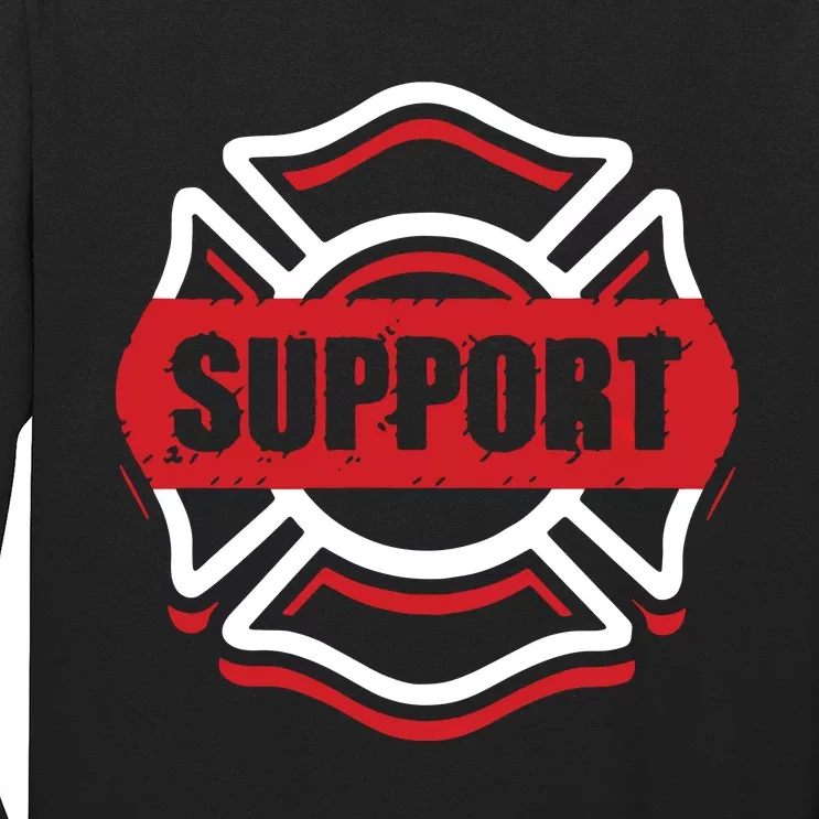 Support Firefighters Red Line Long Sleeve Shirt