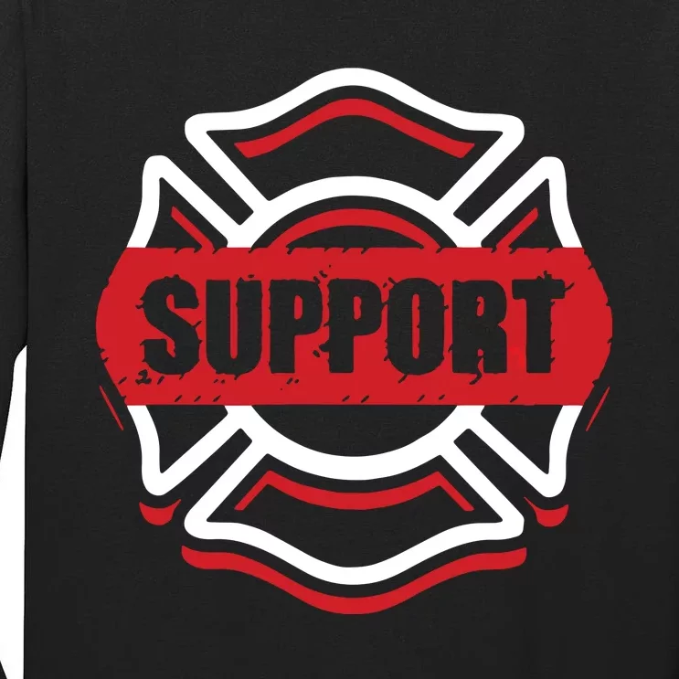 Support Firefighters Red Line Tall Long Sleeve T-Shirt