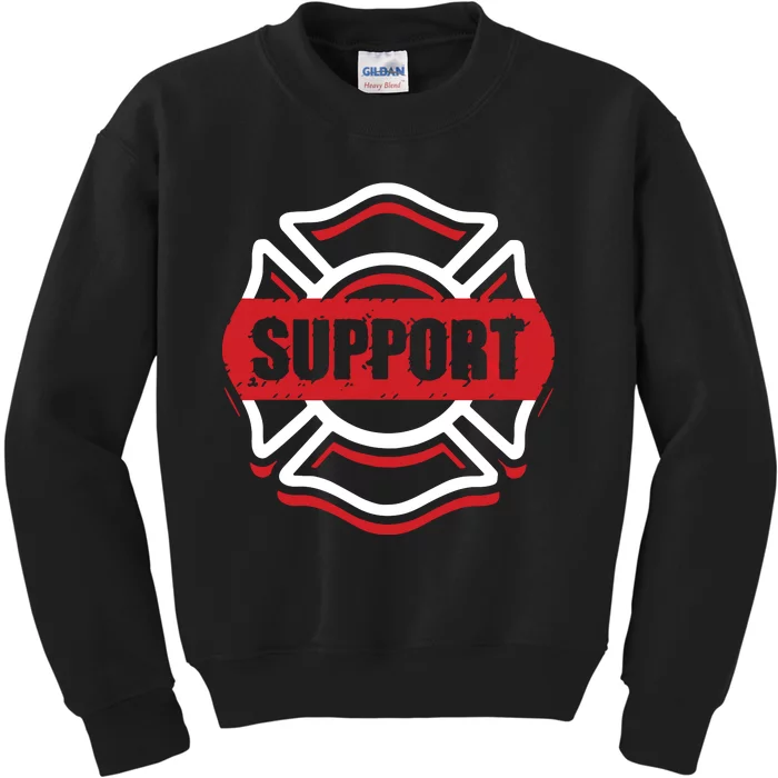 Support Firefighters Red Line Kids Sweatshirt