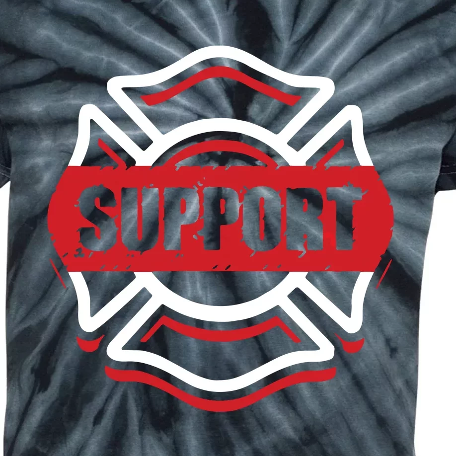 Support Firefighters Red Line Kids Tie-Dye T-Shirt