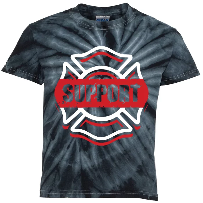 Support Firefighters Red Line Kids Tie-Dye T-Shirt