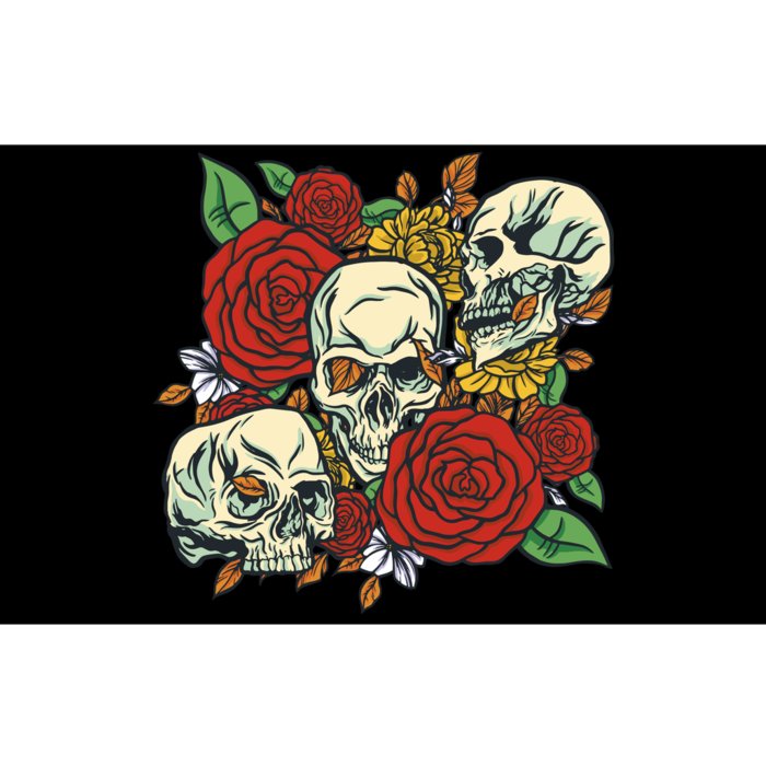 Skull Floral Rose Bumper Sticker