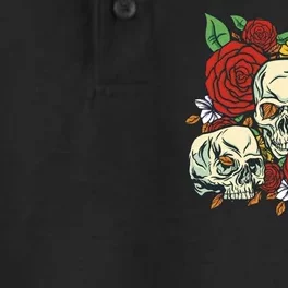 Skull Floral Rose Dry Zone Grid Performance Polo