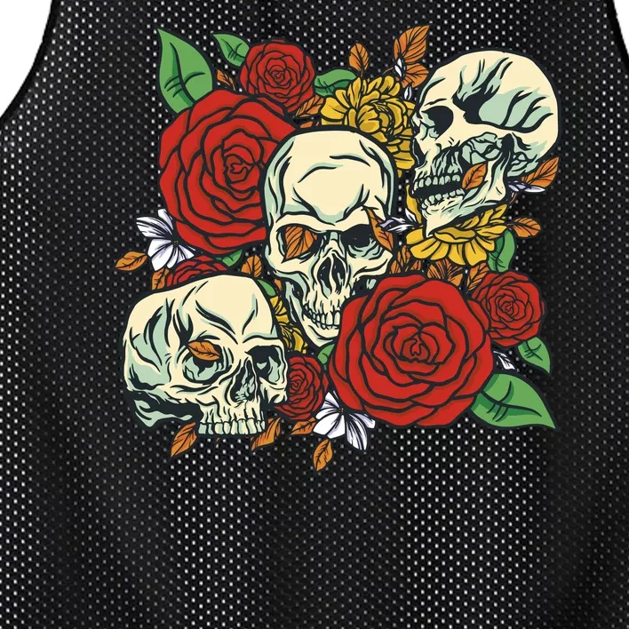 Skull Floral Rose Mesh Reversible Basketball Jersey Tank