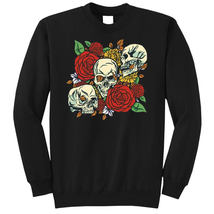 Skull Floral Rose Tall Sweatshirt