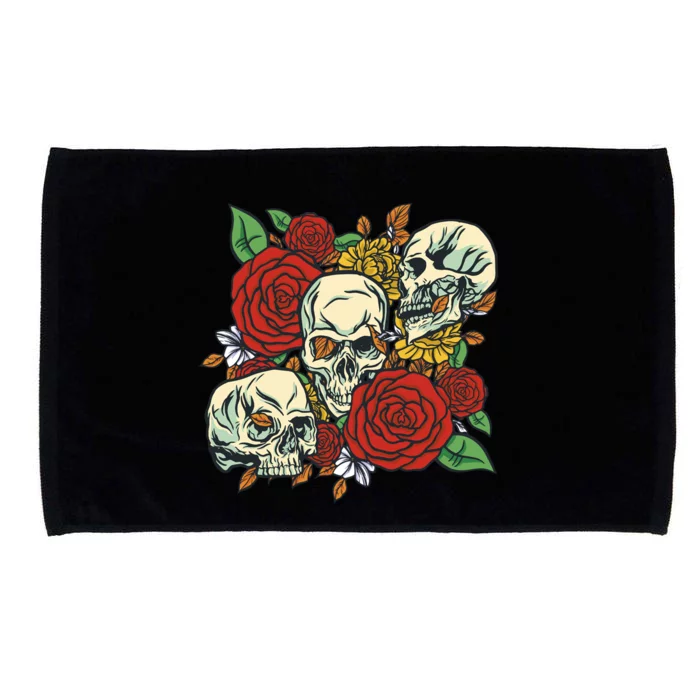 Skull Floral Rose Microfiber Hand Towel