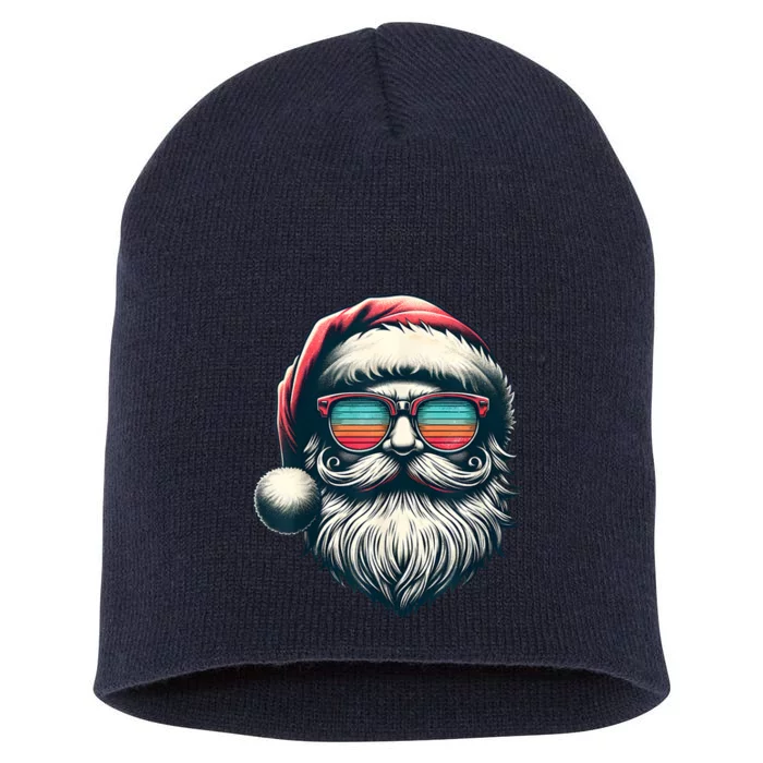 Santa Face Retro Sunglasses Christmas Xmas Short Acrylic Beanie