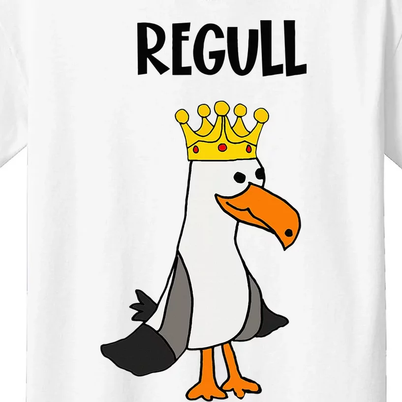 Smileteesfunny Funny Regull Seagull With Crown Beach Kids T-Shirt