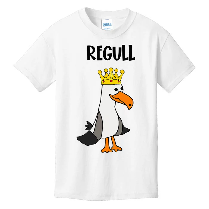 Smileteesfunny Funny Regull Seagull With Crown Beach Kids T-Shirt