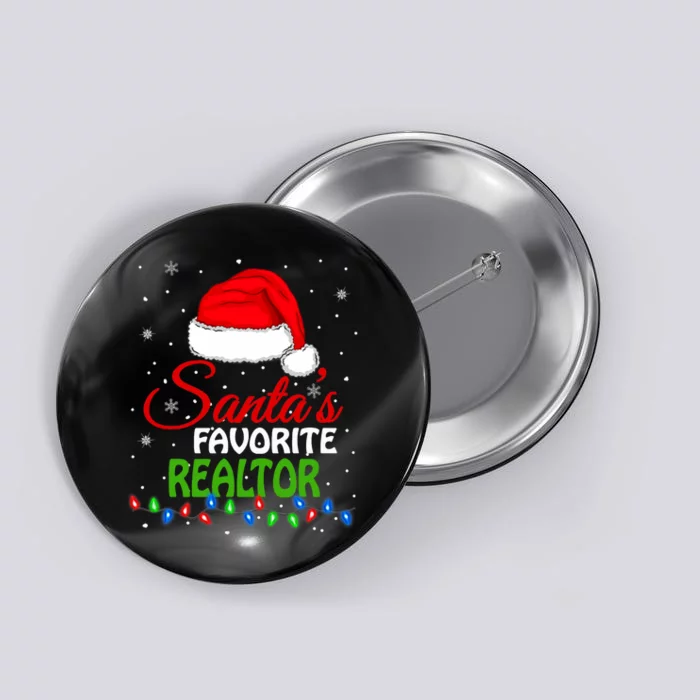 SantaS Favorite Realtor Santa Hat Lights. Funny Christmas Button