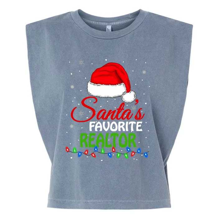 SantaS Favorite Realtor Santa Hat Lights. Funny Christmas Garment-Dyed Women's Muscle Tee