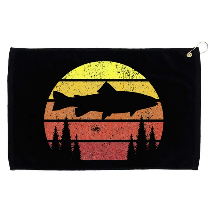 Steelhead Fishing Retro Rainbow Trout River Fisherman Grommeted Golf Towel