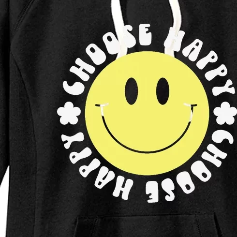 Smile Face Retro Choose Happy Cute Peace Positive  70s Women's Fleece Hoodie