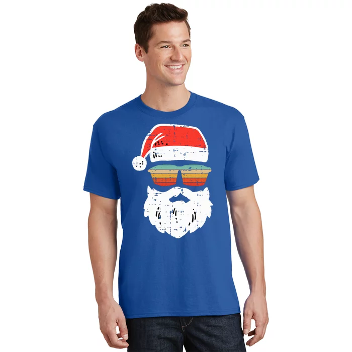 Santa Face Retro Sunglasses Christmas Xmas T-Shirt