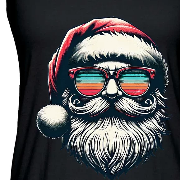 Santa Face Retro Sunglasses Christmas Xmas Ladies Essential Flowy Tank