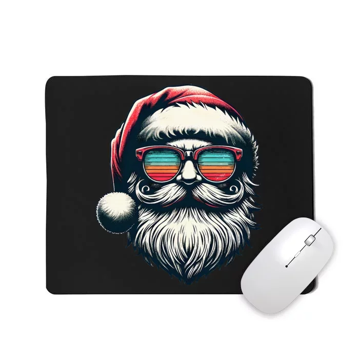 Santa Face Retro Sunglasses Christmas Xmas Mousepad